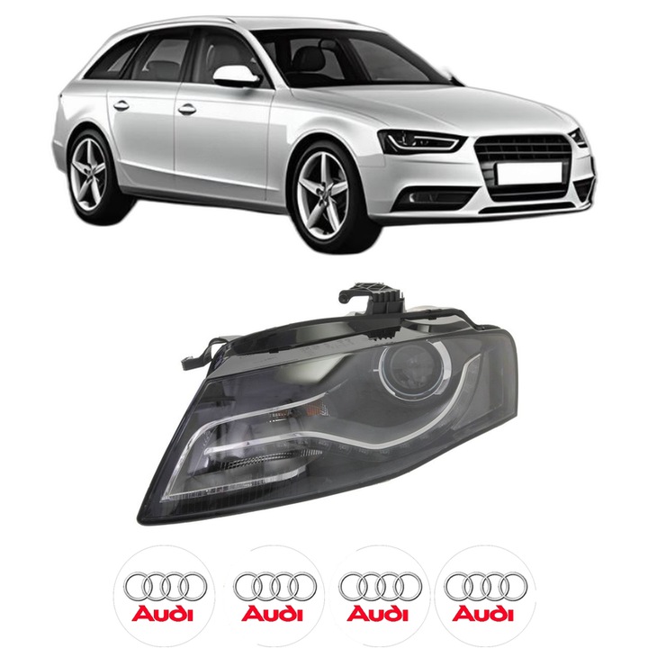 Far Stanga Fata AUDI A4 B8 Avant (8K5) din 2007-2015, Auto, TYC, 4x Stickere auto cu AUDI