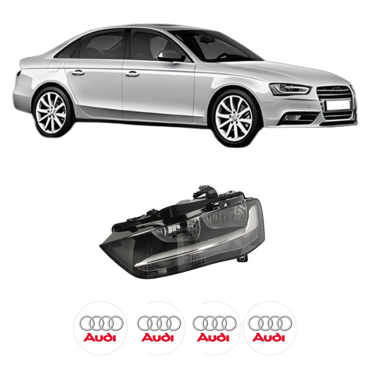 Far Stanga Fata AUDI A4 B8 (8K2) din 2007-2015, Auto, TYC, 4x Stickere auto cu AUDI