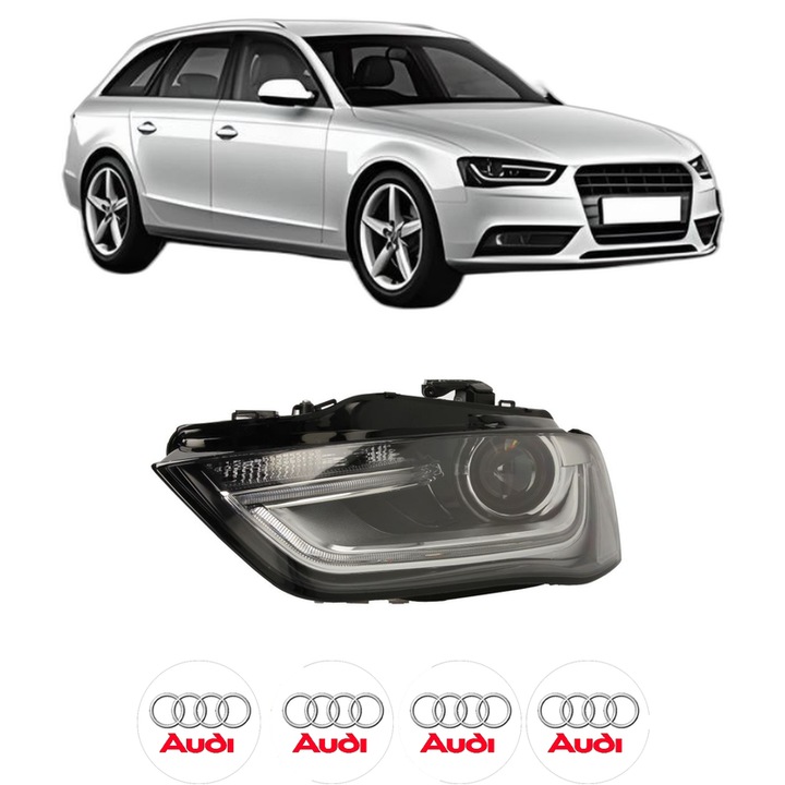 Far Stanga Fata AUDI A4 B8 Avant (8K5) din 2007-2015, Auto, TYC, 4x Stickere auto cu AUDI