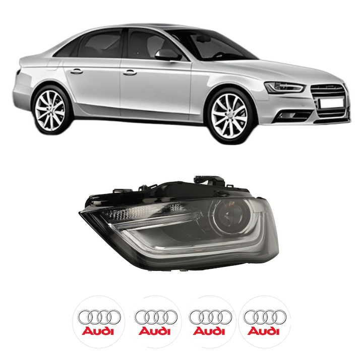 Far Stanga Fata AUDI A4 B8 (8K2) din 2007-2015, Auto, TYC, 4x Stickere auto cu AUDI