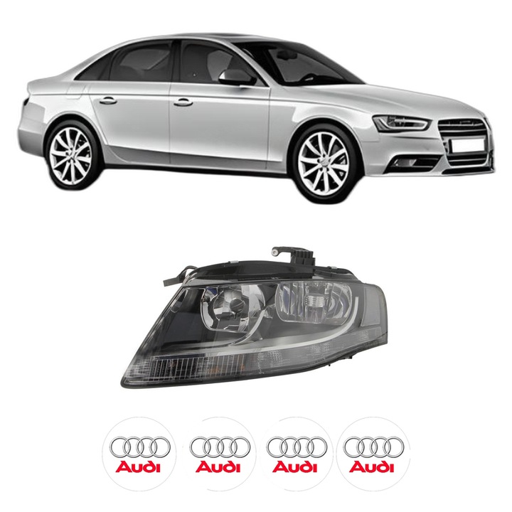 Far Stanga Fata AUDI A4 B8 (8K2) din 2007-2015, Auto, DEPO, 4x Stickere auto cu AUDI