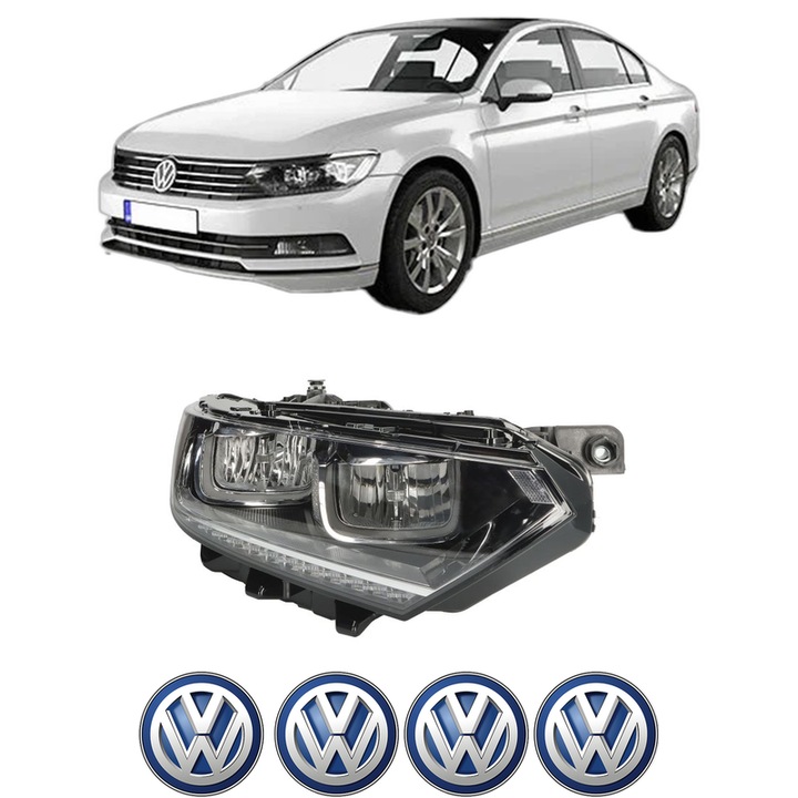 Far Dreapta Fata Volkswagen PASSAT B8 (3G2, CB2) din 2014-2024, Auto, TYC, 4x Stickere auto cu Volkswagen