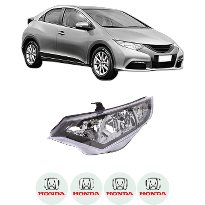 Far Stanga Fata HONDA CIVIC IX (FK) din 2012-2016, Auto, DEPO, 4x Stickere auto cu HONDA