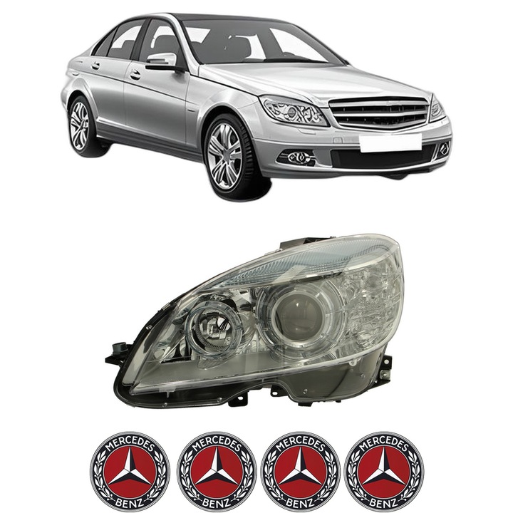 Far Stanga Fata MERCEDES-BENZ C-CLASS (W204) din 2007-2014, Auto, TYC, 4x Stickere auto cu MERCEDES-BENZ