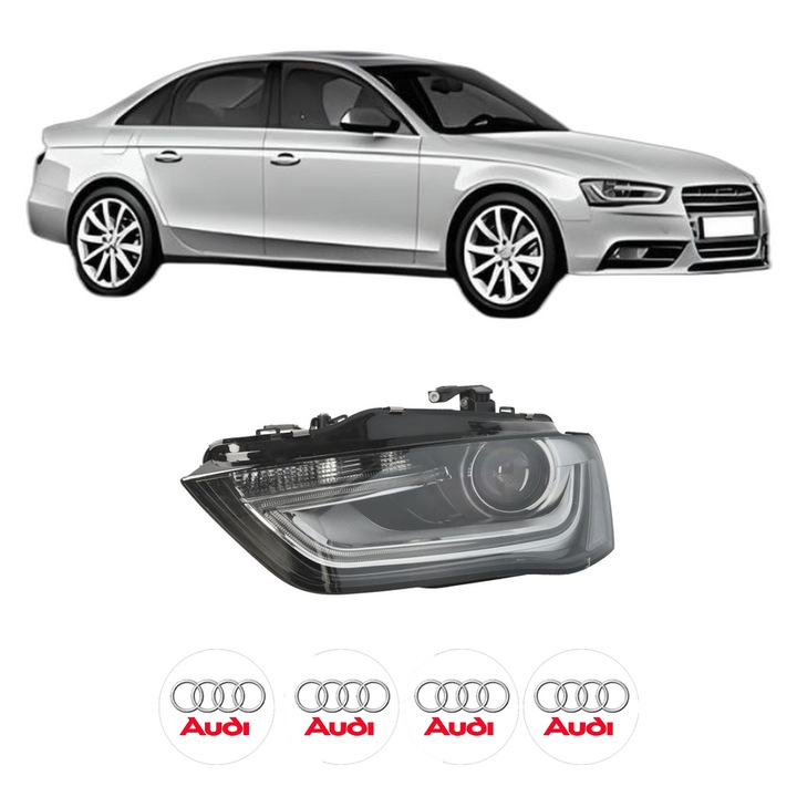 Far Stanga Fata AUDI A4 B8 (8K2) din 2007-2015, Auto, DEPO, 4x Stickere auto cu AUDI