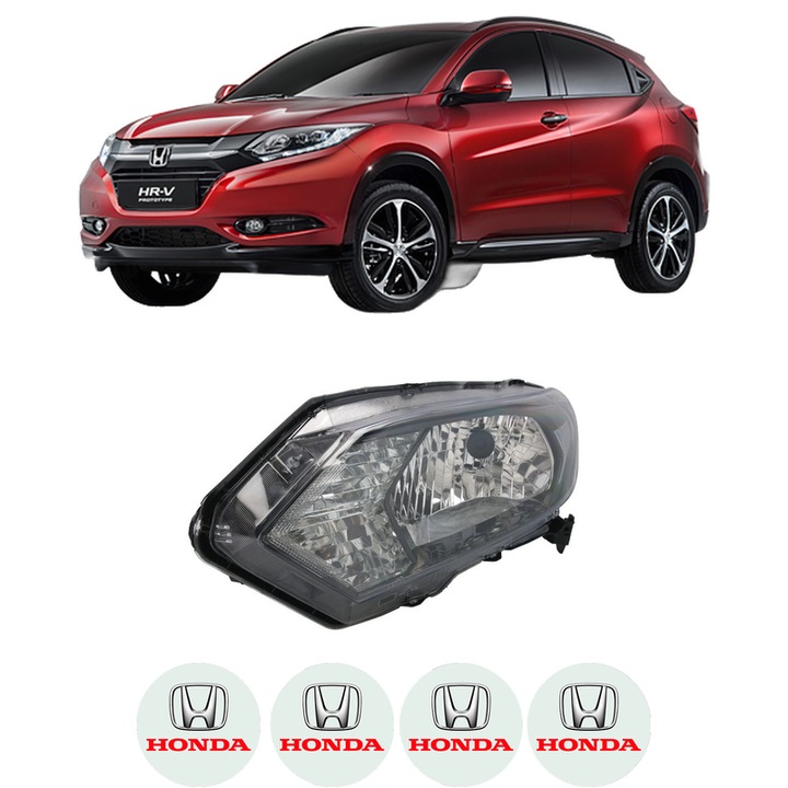 Far Stanga Fata HONDA HR-V (RU) din 2014-2019, Auto, DEPO, 4x Stickere auto cu HONDA