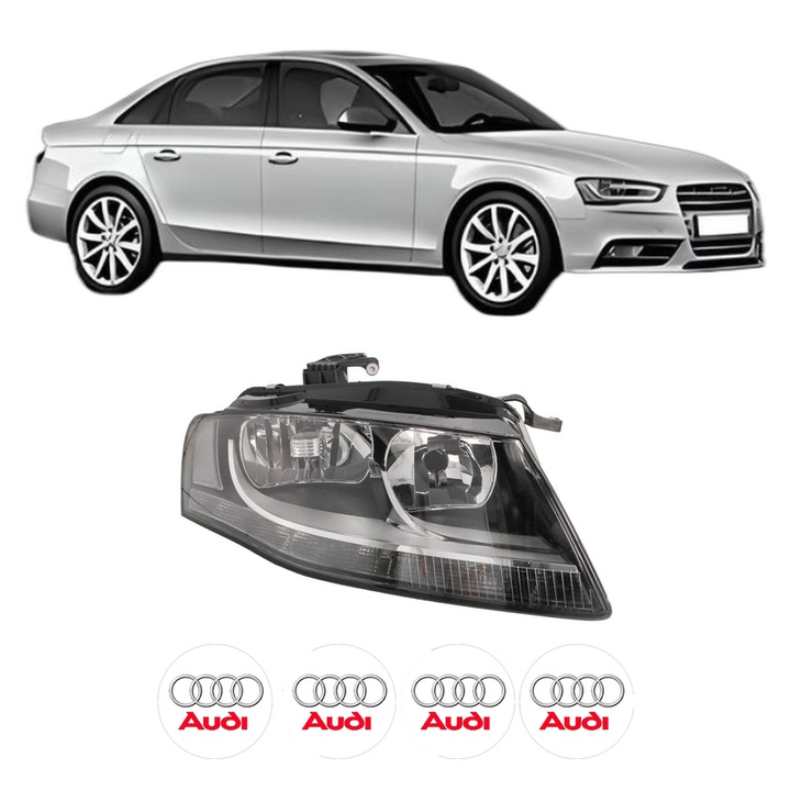 Far Dreapta Fata AUDI A4 B8 (8K2) din 2007-2015, Auto, DEPO, 4x Stickere auto cu AUDI