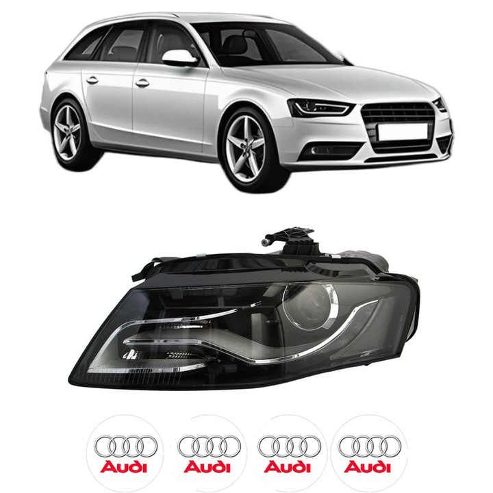 Far Stanga Fata AUDI A4 B8 Avant (8K5) din 2007-2015, Auto, DEPO, 4x Stickere auto cu AUDI