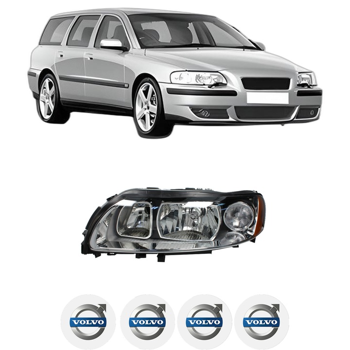Far Stanga Fata VOLVO V70 II (285) din 1999-2008, Auto, TYC, 4x Stickere auto cu VOLVO