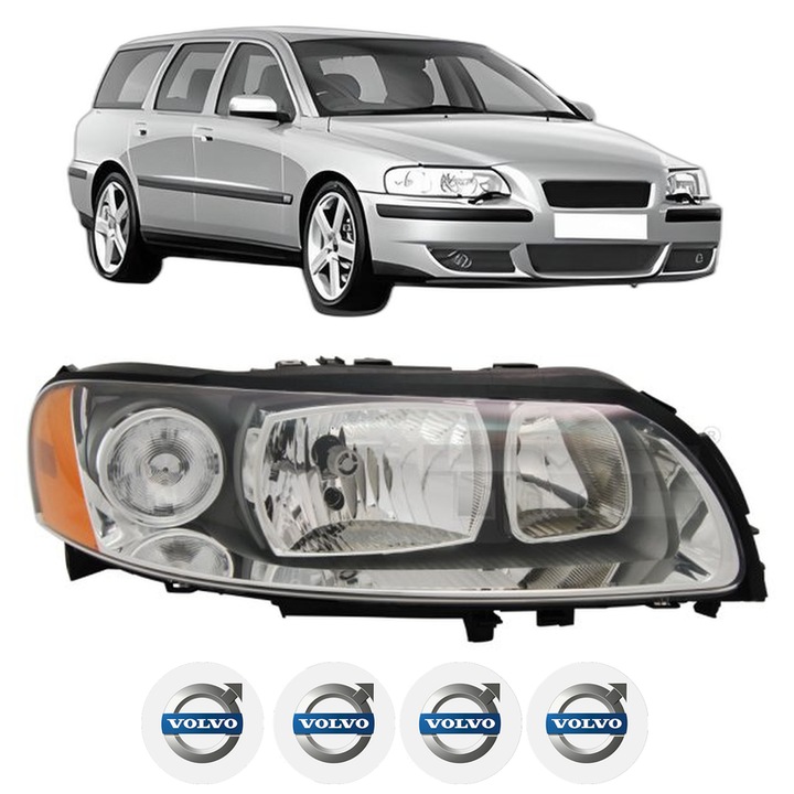 Far Dreapta Fata VOLVO V70 II (285) din 1999-2008, Auto, TYC, 4x Stickere auto cu VOLVO