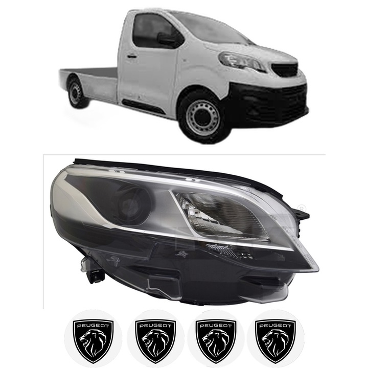 Far Dreapta Fata PEUGEOT EXPERT Platform/Chassis (V_) din 2016-2023, Auto, TYC, 4x Stickere auto cu PEUGEOT