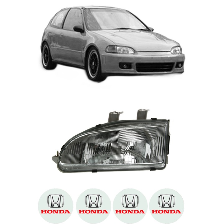 Far Stanga Fata HONDA CIVIC V Hatchback (EG, EH) din 1991-1995, Auto, DEPO, 4x Stickere auto cu HONDA