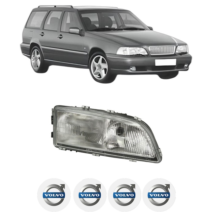 Far Dreapta Fata VOLVO V70 I (875, 876) din 1995-2000, Auto, DEPO, 4x Stickere auto cu VOLVO