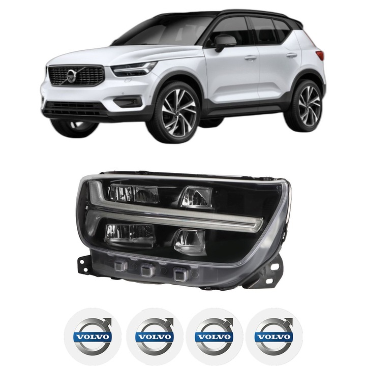 Far Dreapta Fata VOLVO XC40 (536) din 2017-2023, Auto, DEPO, 4x Stickere auto cu VOLVO