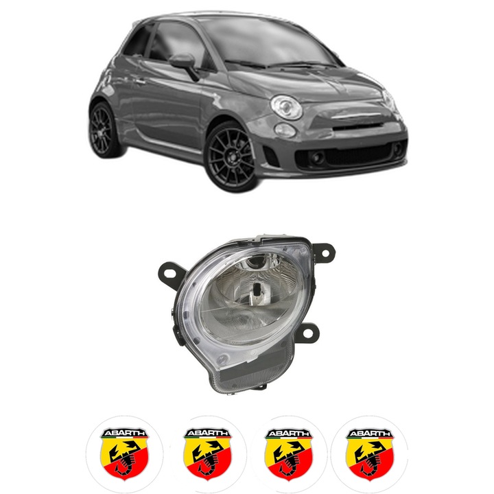 Far Stanga Fata ABARTH 500 / 595 / 695 din 2008-2016, Auto, DEPO, 4x Stickere auto cu ABARTH