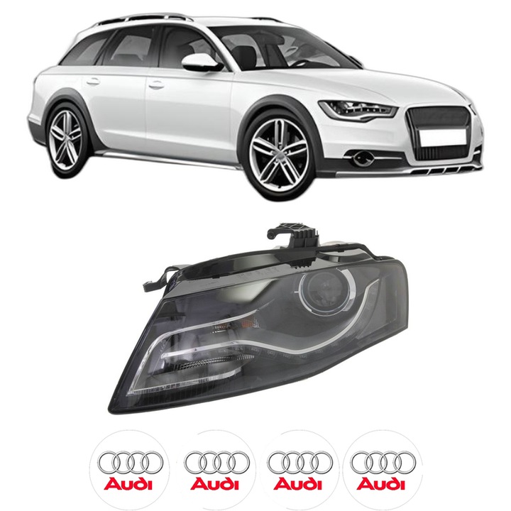 Far Stanga Fata AUDI A4 Allroad B8 (8KH) din 2009-2016, Auto, TYC, 4x Stickere auto cu AUDI