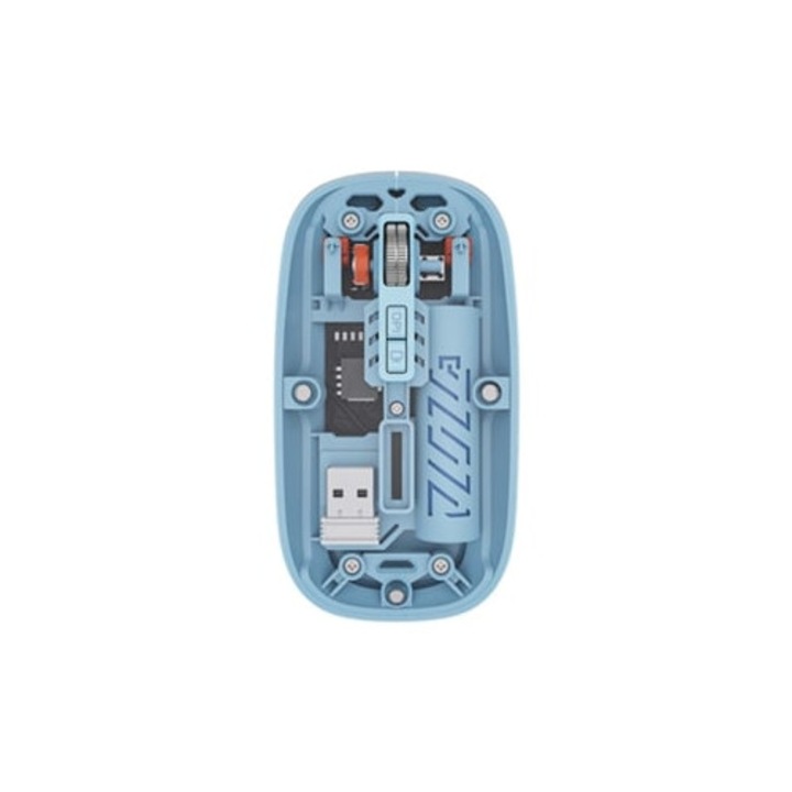 Mouse wireless, transparent, reincarcabil, albastru