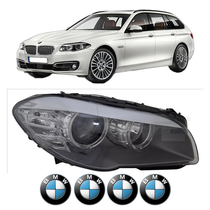 Far Stanga Fata Bmw Seria 5 Touring (F11) din 2009-2017, Auto, TYC, 4x Stickere auto cu BMW