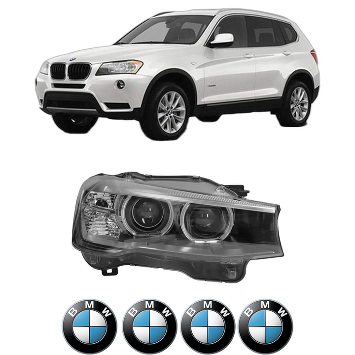 Far Dreapta Fata Bmw Seria X3 (F25) din 2010-2017, Auto, DEPO, 4x Stickere auto cu BMW