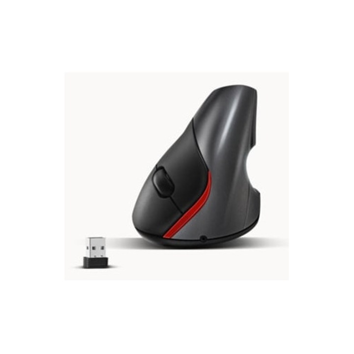 Mouse vertical Lurelia 5 butoane, 2.4G optic, gri