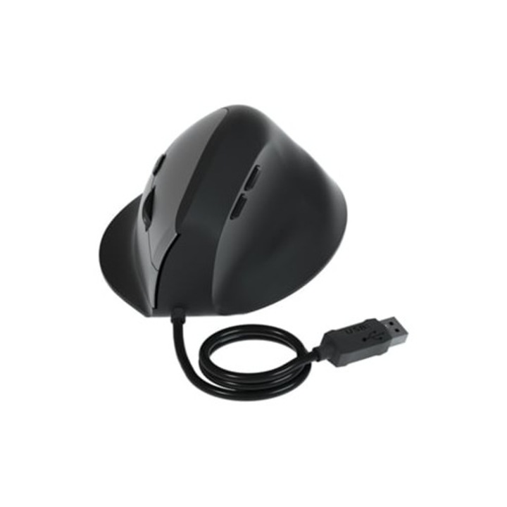 Mouse vertical silentios cu buton, 1600 DPI, cablu USB, negru
