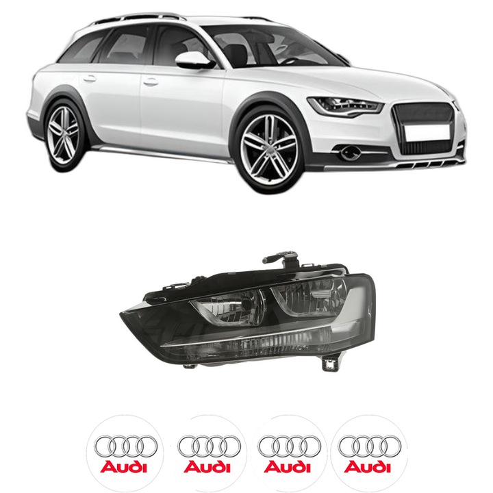 Far Stanga Fata AUDI A4 Allroad B8 (8KH) din 2009-2016, Auto, DEPO, 4x Stickere auto cu AUDI