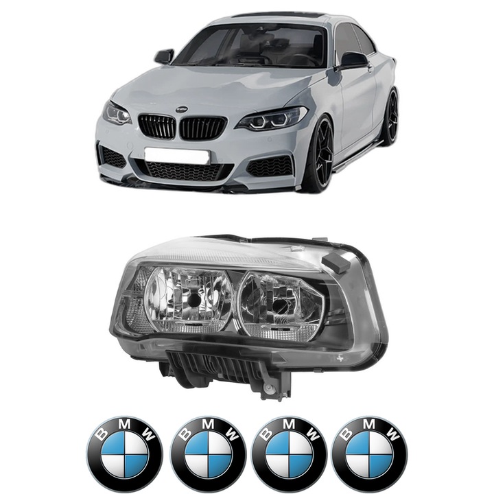 Far Dreapta Fata Bmw Seria 2 Coupe (F22, F87) din 2012-2021, Auto, DEPO, 4x Stickere auto cu BMW
