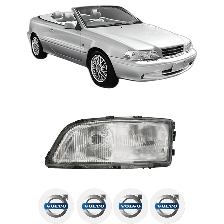 Far Stanga Fata VOLVO C70 I Convertible (873) din 1998-2005, Auto, TYC, 4x Stickere auto cu VOLVO