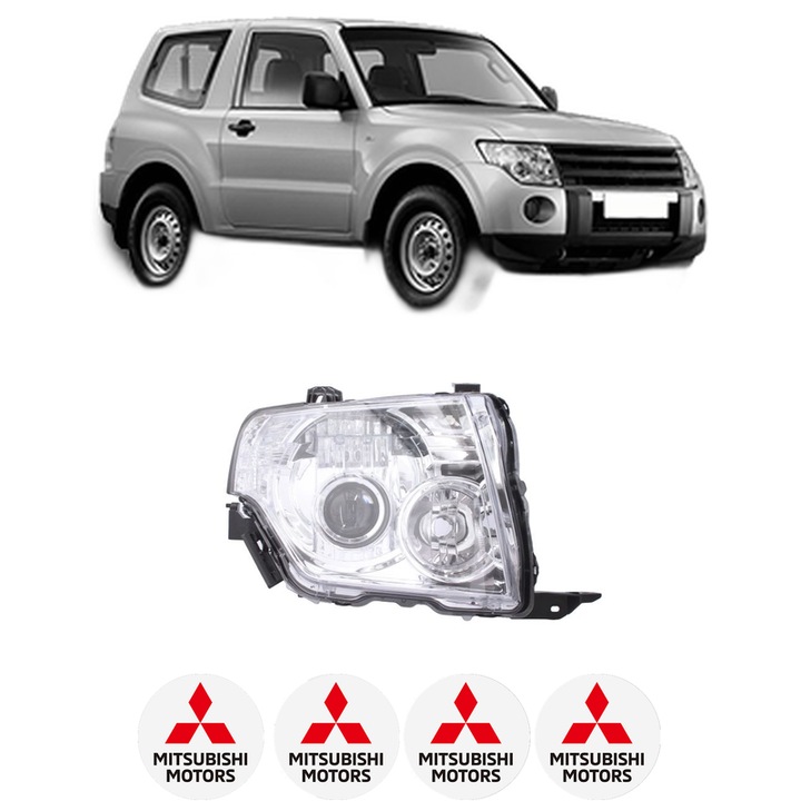 Far Dreapta Fata MITSUBISHI PAJERO IV (V8_W, V9_W) din 2006-2016, Auto, DEPO, 4x Stickere auto cu MITSUBISHI