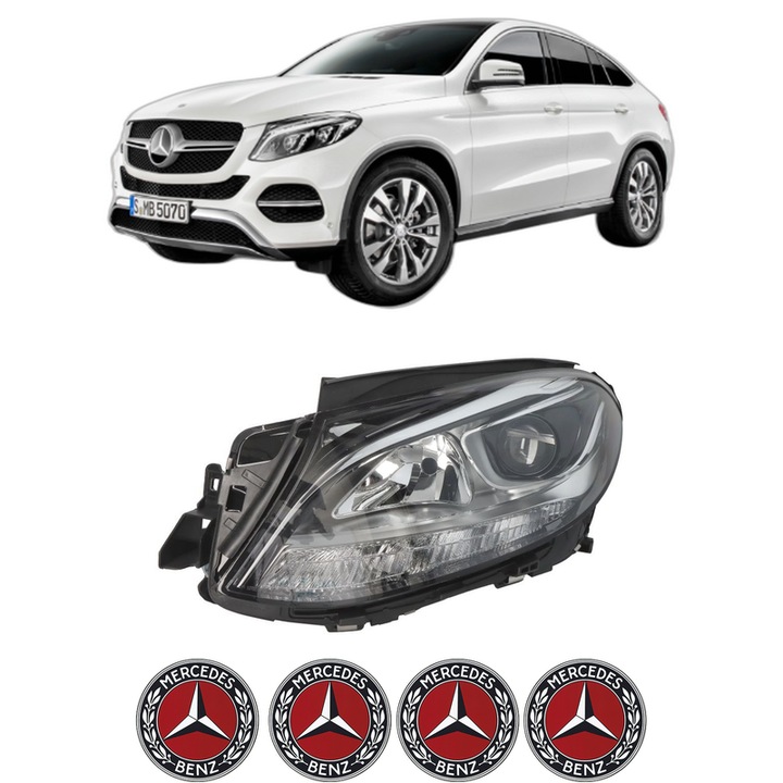 Far Stanga Fata MERCEDES-BENZ GLE Coupe (C292) din 2015-2019, Auto, DEPO, 4x Stickere auto cu MERCEDES-BENZ