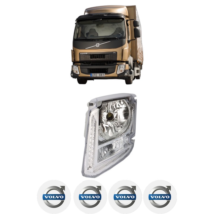 Far Stanga Fata VOLVO FL III din 2013-2016, Auto, DEPO, 4x Stickere auto cu VOLVO