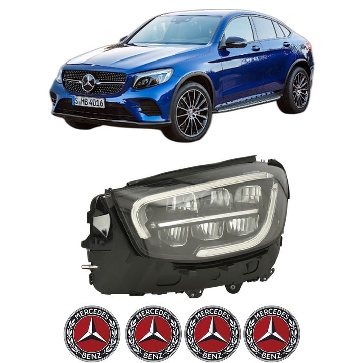 Far Stanga Fata MERCEDES-BENZ GLC Coupe (C253) din 2016-2023, Auto, DEPO, 4x Stickere auto cu MERCEDES-BENZ