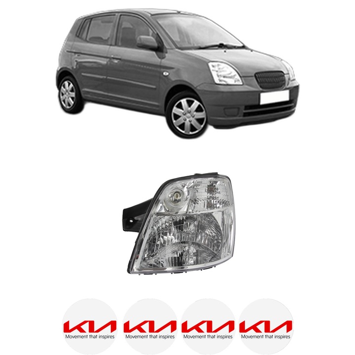 Far Stanga Fata KIA PICANTO I (SA) din 2004-2011, Auto, TYC, 4x Stickere auto cu KIA