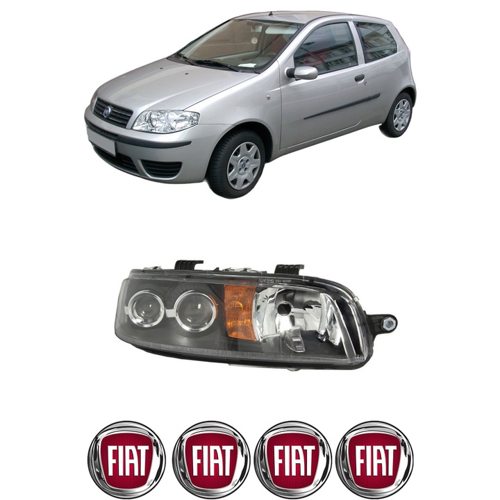 Far Dreapta Fata FIAT PUNTO Hatchback Van (188_) din 2000-2010, Auto, DEPO, 4x Stickere auto cu FIAT