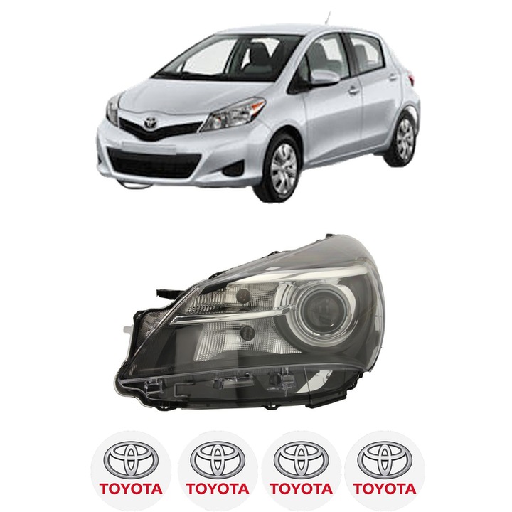 Far Stanga Fata TOYOTA YARIS Hatchback Van (_P13_) din 2012-2020, Auto, DEPO, 4x Stickere auto cu TOYOTA