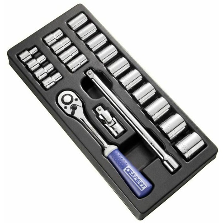 Dugókulcs és racsnis szerszámmodul műanyag tálcában 1/2''