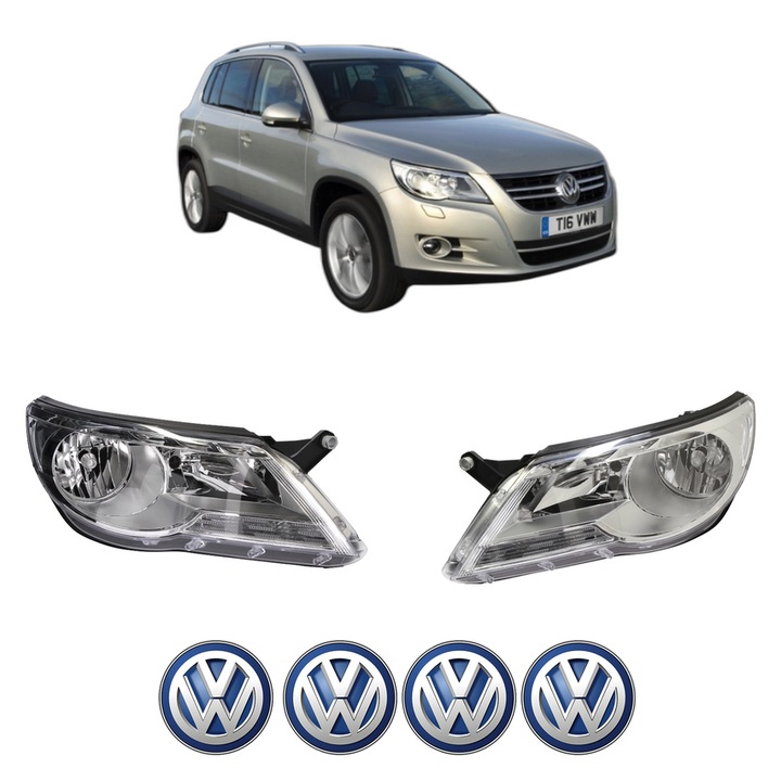 Set Faruri Stanga Dreapta Fata Volkswagen TIGUAN VAN (5N_) din 2007-2018, Auto, DEPO, 4x Stickere auto cu Volkswagen