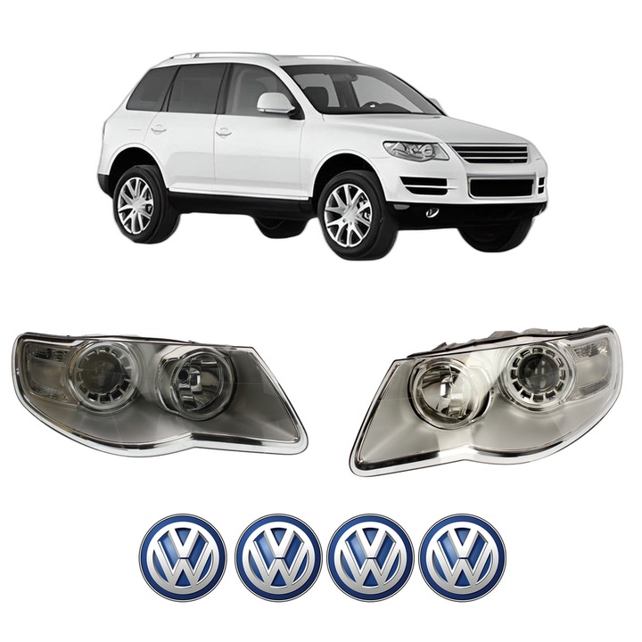 Set Faruri Stanga Dreapta Fata Volkswagen TOUAREG (7LA, 7L6, 7L7) din 2002-2010, Auto, DEPO, 4x Stickere auto cu Volkswagen