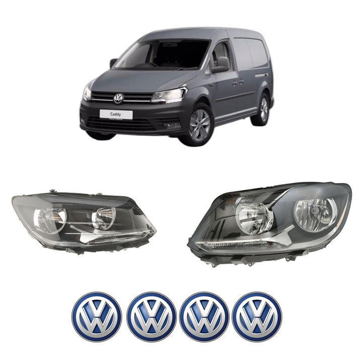Set Faruri Stanga Dreapta Fata Volkswagen CADDY III Box Body/MPV (2KA, 2KH, 2CA, 2CH) din 2004-2015, Auto, DEPO, 4x Stickere auto cu Volkswagen