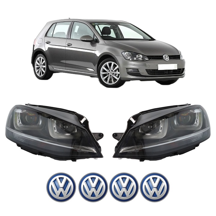 Set Faruri Stanga Dreapta Fata Volkswagen GOLF VII (5G1, BQ1, BE1, BE2) din 2012-2021, Auto, DEPO, 4x Stickere auto cu Volkswagen