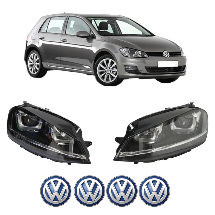 Set Faruri Stanga Dreapta Fata Volkswagen GOLF VII (5G1, BQ1, BE1, BE2) din 2012-2021, Auto, DEPO, 4x Stickere auto cu Volkswagen