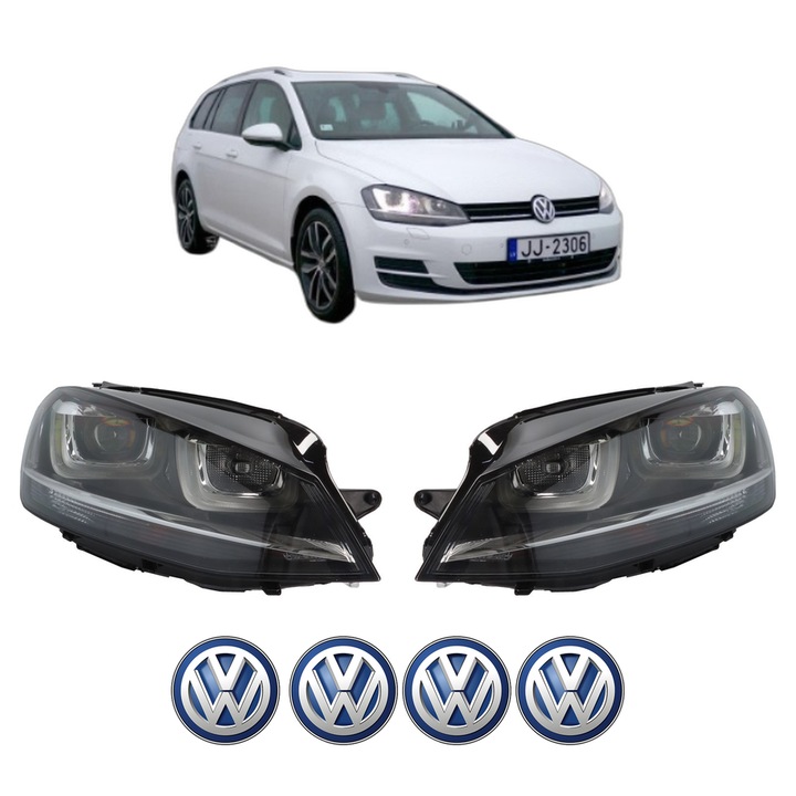 Set Faruri Stanga Dreapta Fata Volkswagen GOLF VII Variant (BA5, BV5) din 2013-2021, Auto, DEPO, 4x Stickere auto cu Volkswagen