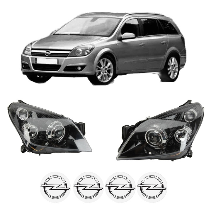 Set Faruri Stanga Dreapta Fata OPEL ASTRA H Estate (A04) din 2004-2014, Auto, DEPO, 4x Stickere auto cu OPEL