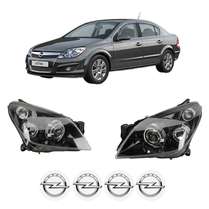 Set Faruri Stanga Dreapta Fata OPEL ASTRA H Saloon (A04) din 2007-2014, Auto, DEPO, 4x Stickere auto cu OPEL