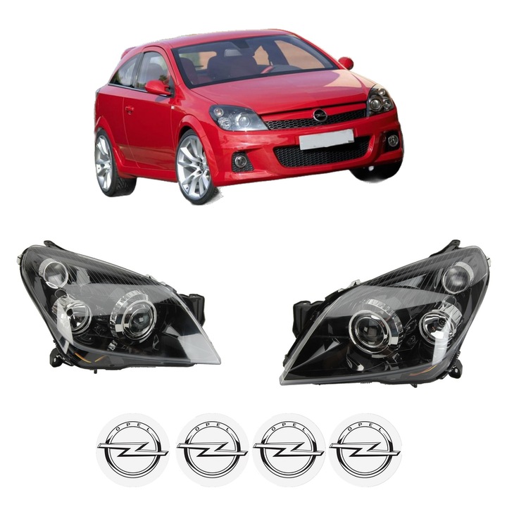 Set Faruri Stanga Dreapta Fata OPEL ASTRA H GTC (A04) din 2005-2010, Auto, DEPO, 4x Stickere auto cu OPEL