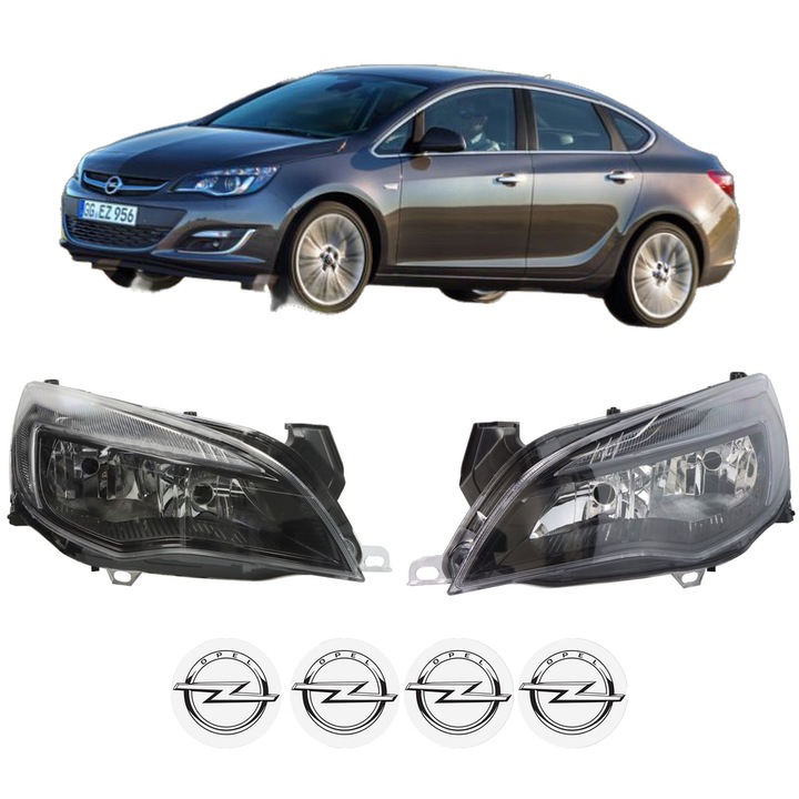 Set Faruri Stanga Dreapta Fata OPEL ASTRA J Saloon din 2012-2015, Auto, DEPO, 4x Stickere auto cu OPEL