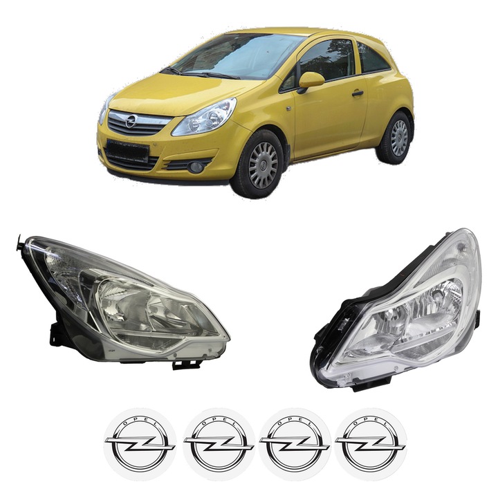 Set Faruri Stanga Dreapta Fata OPEL CORSA D Hatchback Van (S07) din 2006-2014, Auto, DEPO, 4x Stickere auto cu OPEL