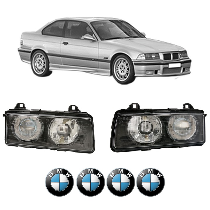 Set Faruri Stanga Dreapta Fata BMW Seria 3 Coupe (E36) din 1991-1999, Auto, DEPO, 4x Stickere auto cu BMW
