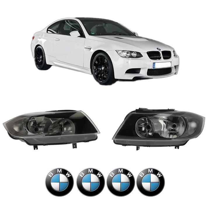Set Faruri Stanga Dreapta Fata BMW Seria 3 Coupe (E92) din 2006-2013, Auto, DEPO, 4x Stickere auto cu BMW