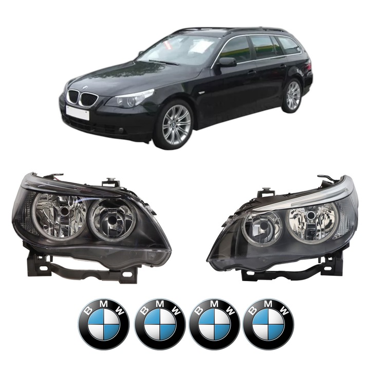 Set Faruri Stanga Dreapta Fata BMW Seria 5 Touring (E61) din 2004-2010, Auto, DEPO, 4x Stickere auto cu BMW